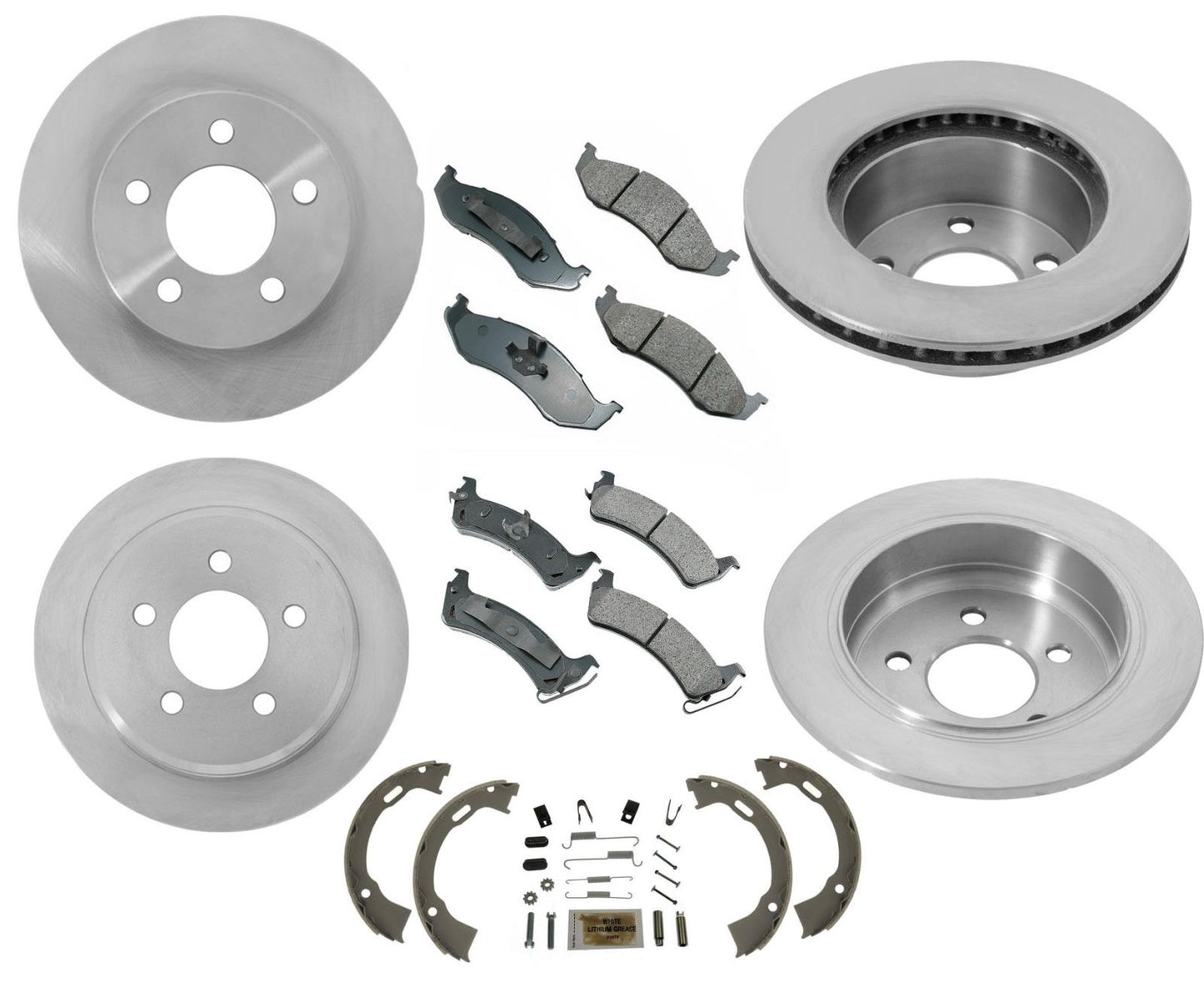 Kit de rotores de freno de disco delantero y trasero y pastillas de cerámica para Jeep Grand Cherokee 94-98