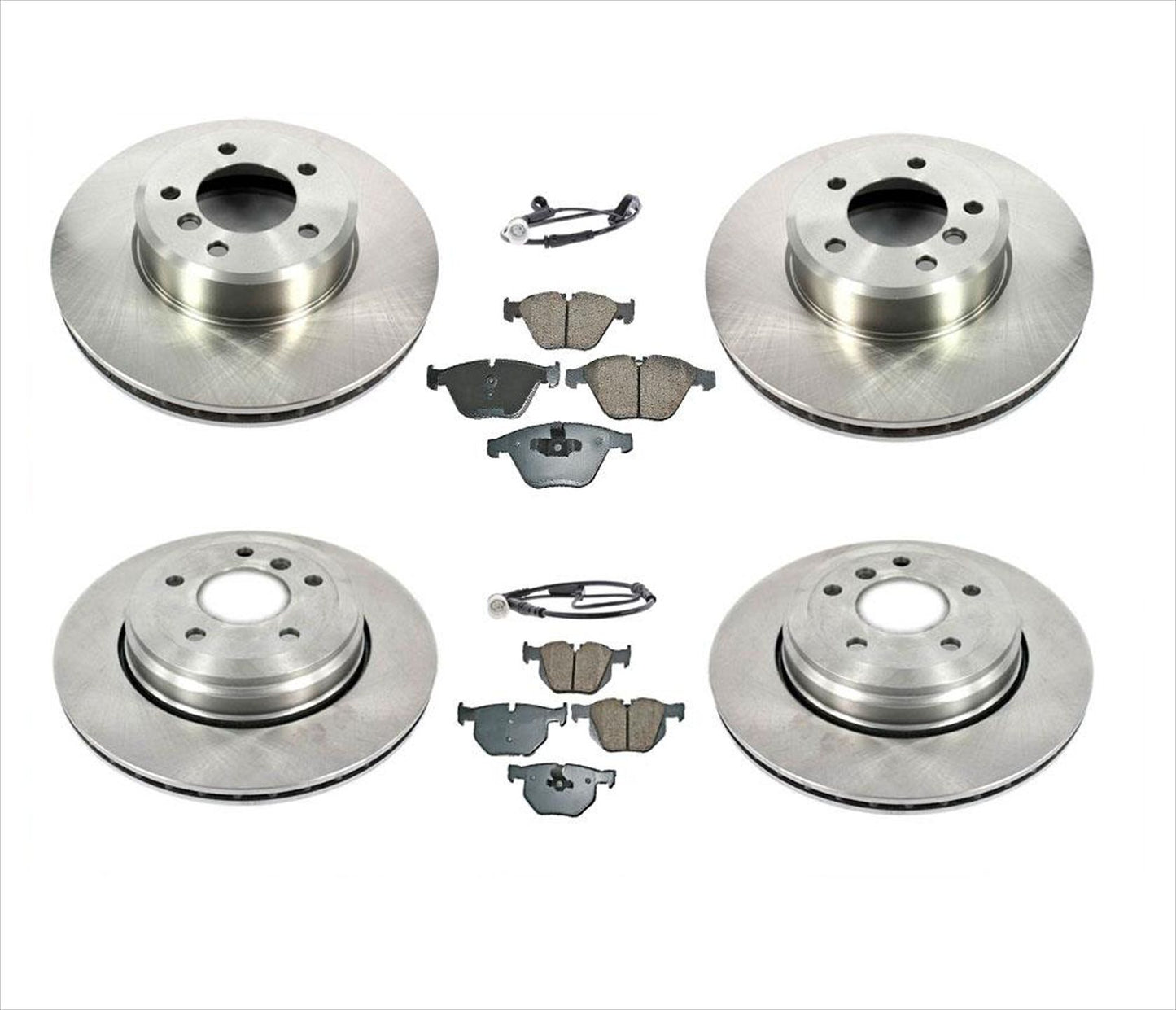 F & R Disc Brake Rotor Kit Ceramic Pads Sensor for BMW 530I ( No X Drive ) 04-07