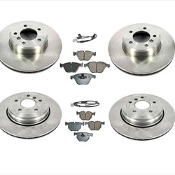 F & R Disc Brake Rotor Kit Ceramic Pads Sensor for BMW 530I ( No X Drive ) 04-07