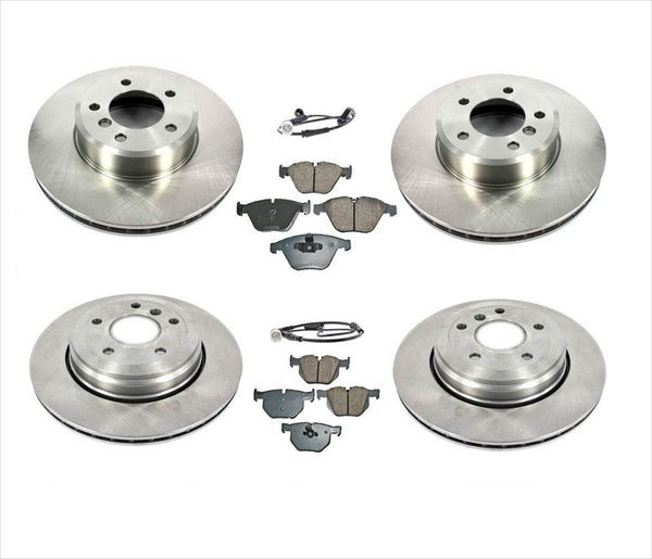 F & R Disc Brake Rotor Kit Ceramic Pads Sensor for BMW 530I ( No X Drive ) 04-07