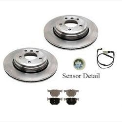 Rear Disc Brake Rotor Pads & Sensors for Rear Wheel Drive BMW 525i 04-07