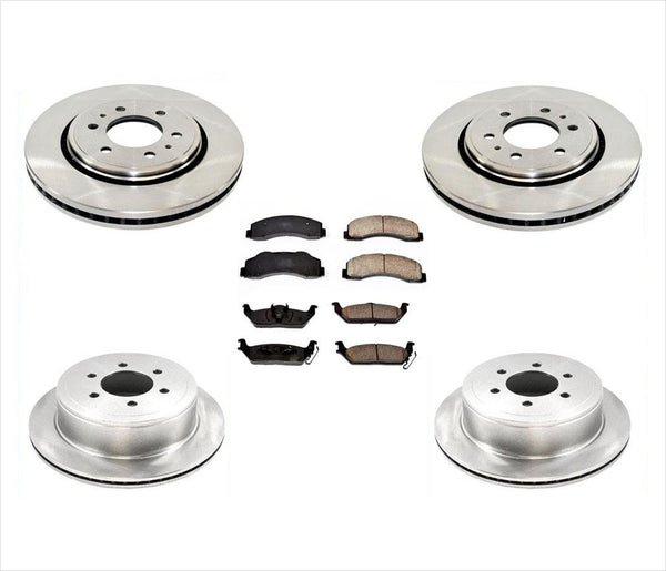 Rotores de freno de disco delantero y trasero, 6 pernos y pastillas de cerámica para Ford F150 10-11