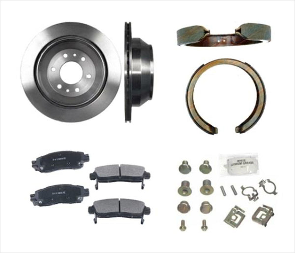 Rotor de freno trasero con almohadillas Kit de resorte de zapatos de emergencia para GM Trailblazer 02-09