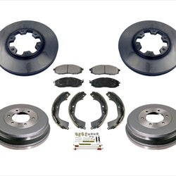 Rotores traseros delanteros pastillas de freno zapatas de freno Kit de resorte para Nissan Xterra 4x4 00-04