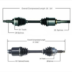 (2) Ejes de transmisión CV Ford 01-12 Transmisión automática 3.0L V6 Escape