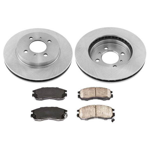Front Brake Rotors 10 5/64 Inch & Ceramic Pads for Mitsubishi Mirage 1999-2002