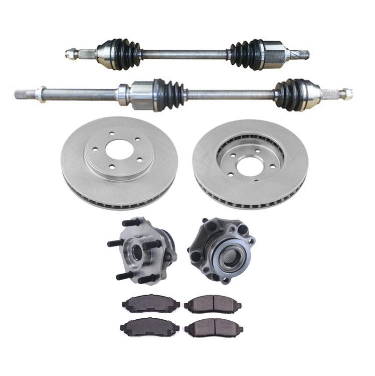 Ejes delanteros Rotores de freno Bujes de rueda Pastillas de freno 7 piezas para Nissan NV200 2013-2018