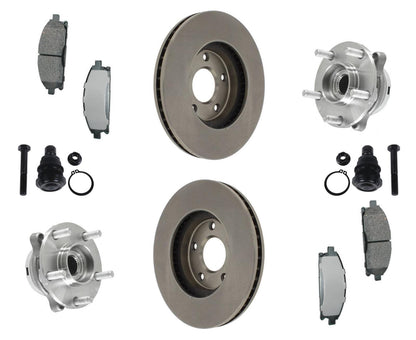Rodamientos de cubo de rueda delantera, juntas esféricas, rotores de freno y pastillas para Nissan Quest 04-09