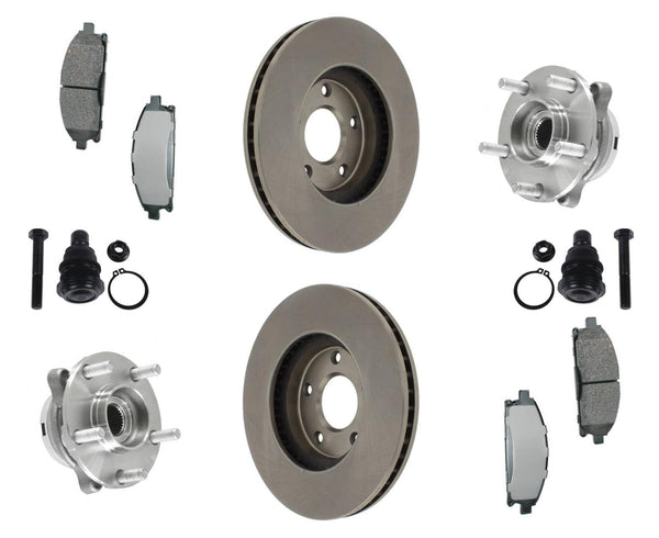 Rodamientos de cubo de rueda delantera, juntas esféricas, rotores de freno y pastillas para Nissan Quest 04-09