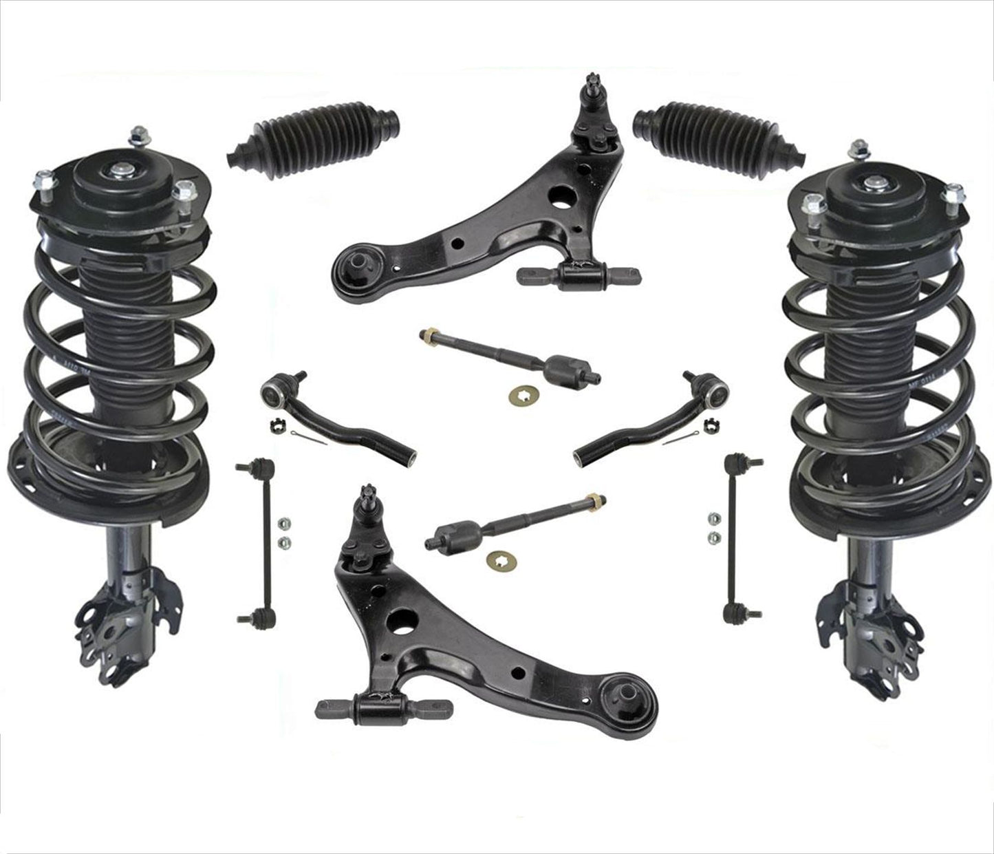 12 PC Kit Front Struts Control Arms Tie Rods Links + Boots for Toyota Camry 3.5L