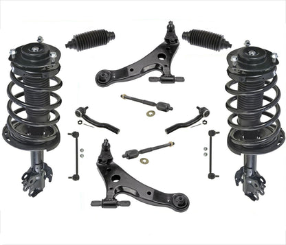 12 PC Kit Front Struts Control Arms Tie Rods Links + Boots for Toyota Camry 3.5L