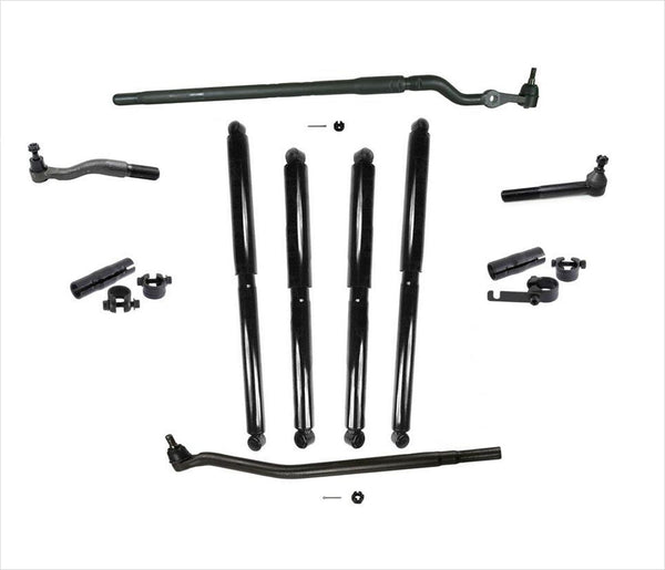 For 99-04 F250 4 Wheel Drive Super Drag Link & Tie Rod Rods Asm FCS Shocks 10pc