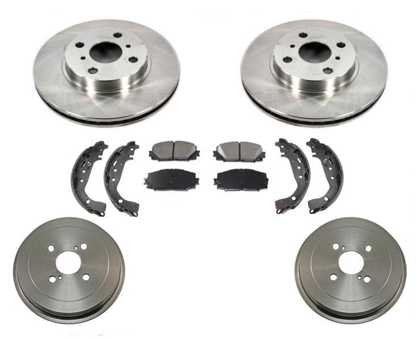 Rotores delanteros, tambores traseros, pastillas de freno, zapatos aptos para Toyota Yaris 2006-2013