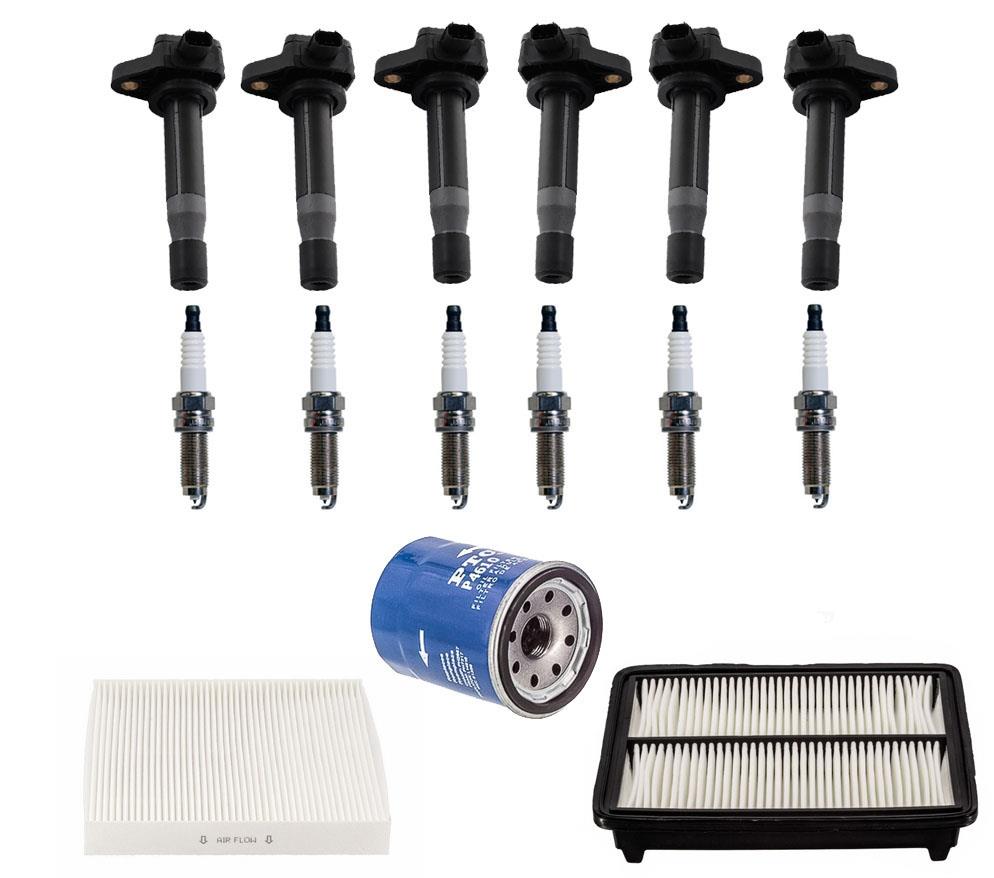 6 Direct Ignition Coils & Spark Plugs 15PC Kit for 08-15 Honda Accord 3.5L