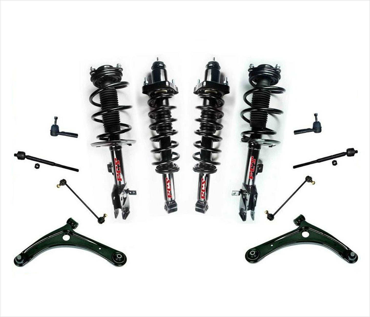 Front & Rear Coil Spr Struts & Control Arms Kit 07-10 For Jeep Compass & Patriot