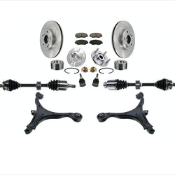 100% nuevos rotores delanteros, ejes CV, brazos de control, almohadillas, kits de cojinetes de cubo, juntas esféricas, 11 piezas