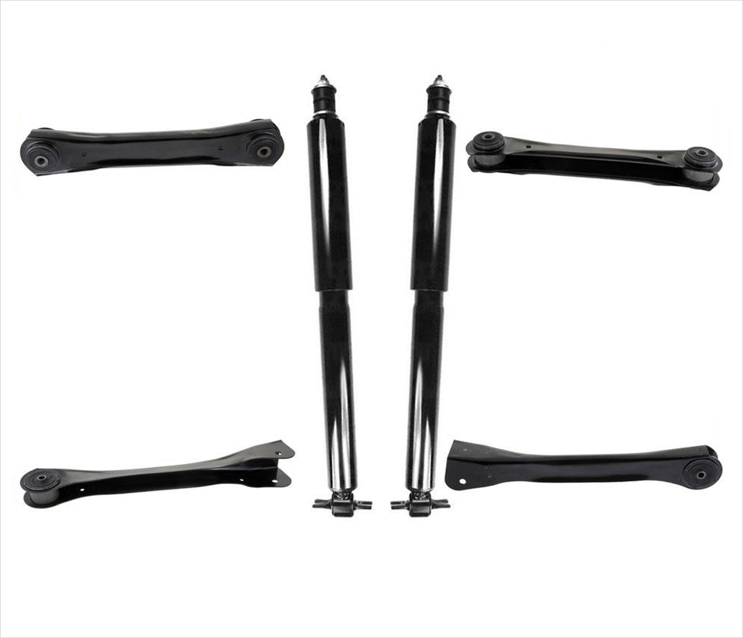 4 brazos de control nuevos con bujes + amortiguadores, kit de 6 piezas para Jeep Cherokee 91-01
