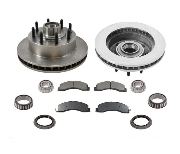 Front Brake Rotors & Ceramic Pads Bearings & Seal for 00-02 Ford Excursion RWD