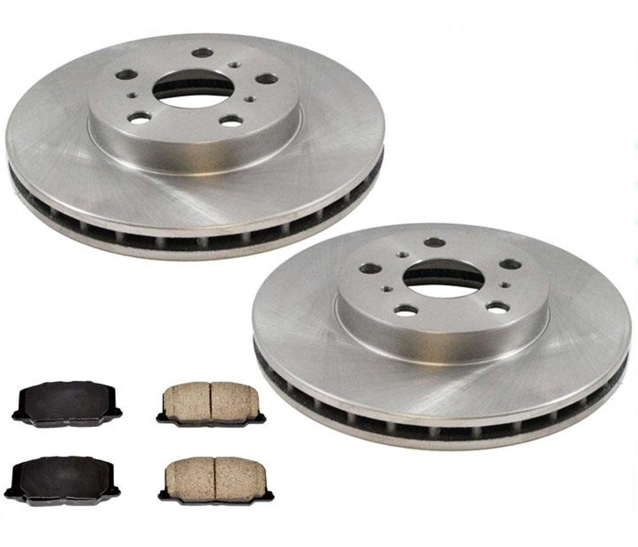 Rotores de freno delantero y pastillas de cerámica para Toyota Camry 2.0L sin frenos ABS 88-91