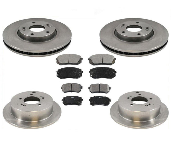 For 11-15 Sportage AWD 4x4 Only F & R Disc Brake Rotors Ceramic Pads