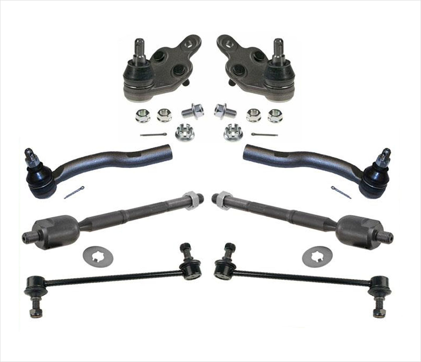 100% nuevas rótulas inferiores, varillas de amarre, eslabones de barra estabilizadora para Toyota Camry 07-2011, 8 piezas