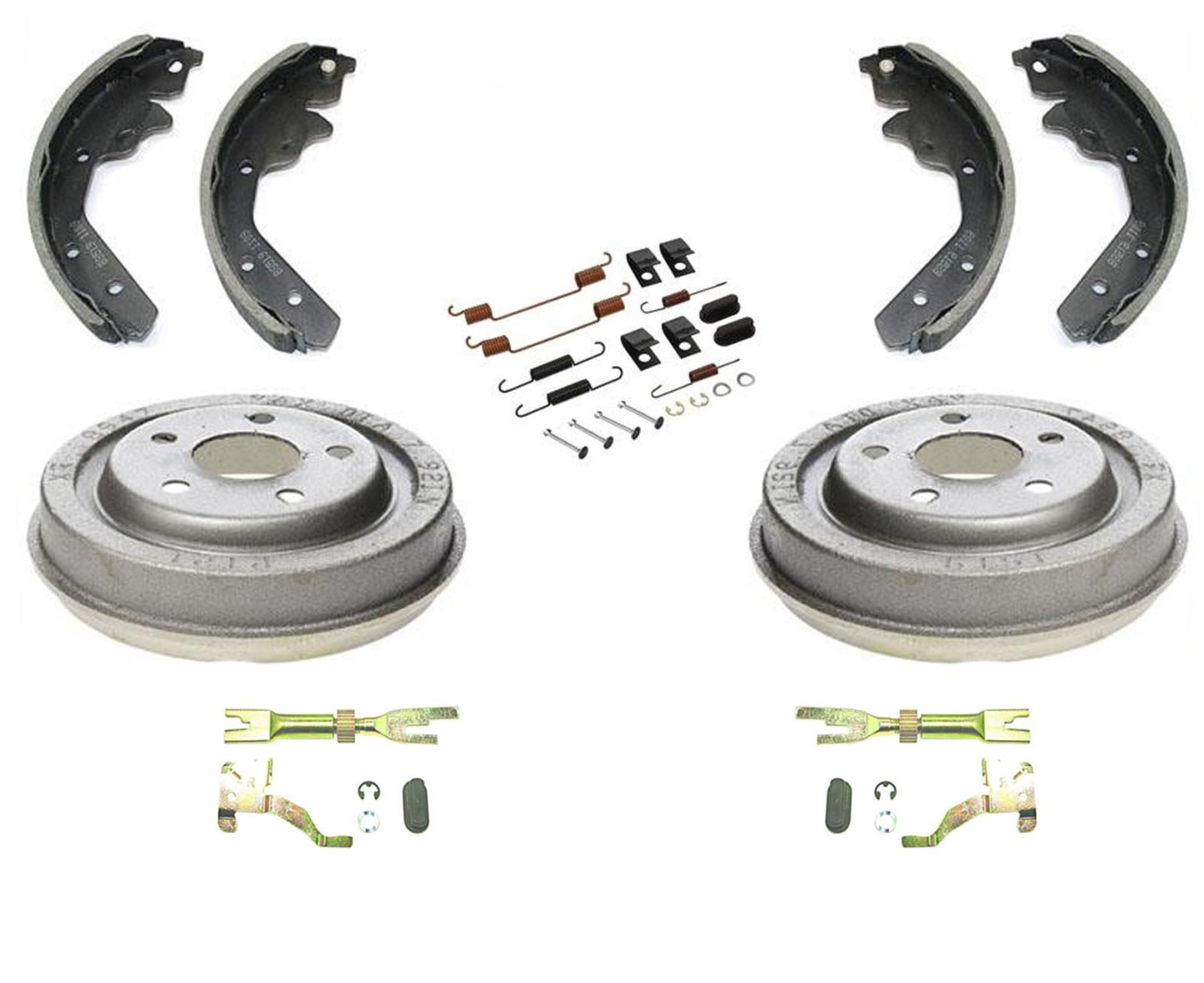 Se adapta a Dodge Neon 95-05 con tambores de freno trasero de 5 pernos y herrajes para zapatos, 6 piezas