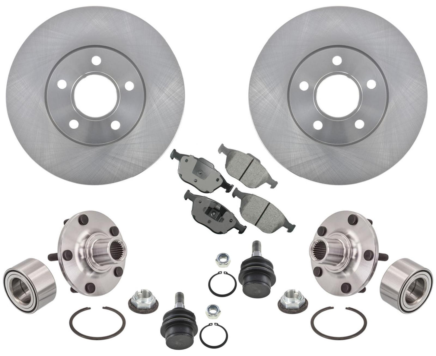 Para rotores de freno de disco delantero Ford Transit 10-13 y kits de cojinetes de cubo de pastillas de freno BJ 