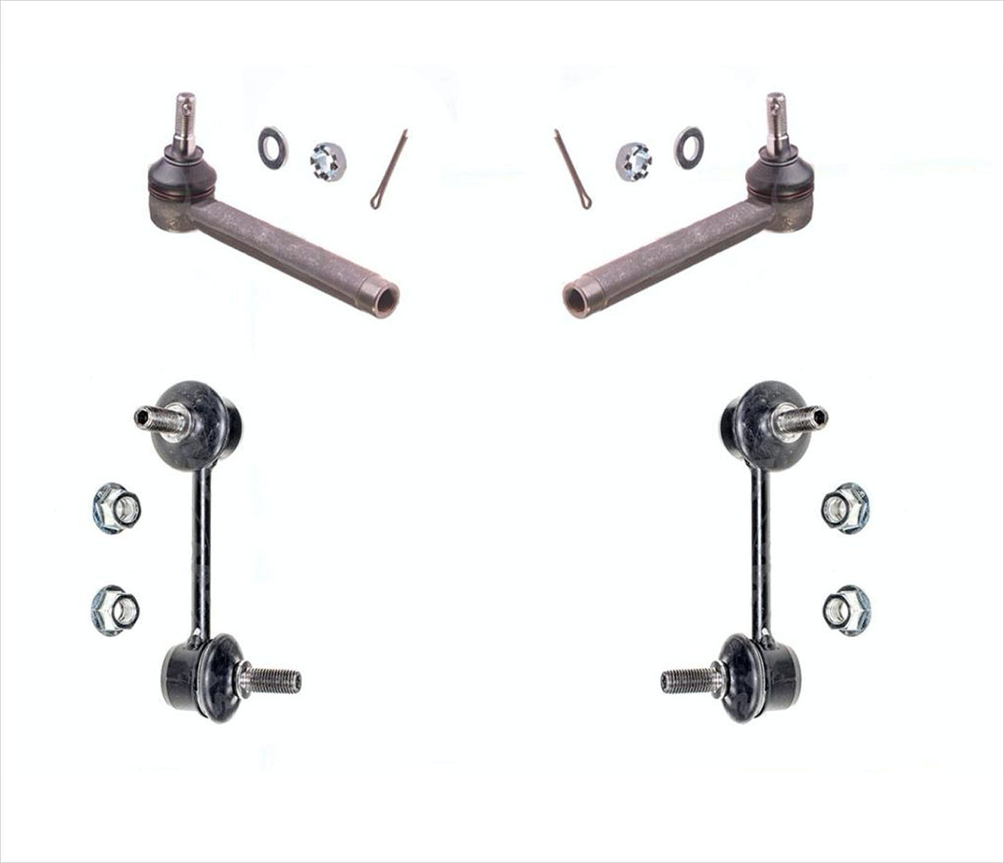 (2) Front Outer Tie Rods & (2) Front Sway Bar Links For 06-15 MX5 Miata