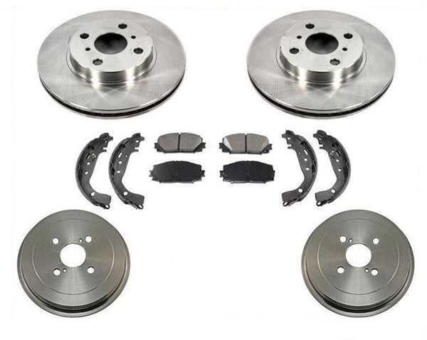 For 06-13 Toyota Yaris Brake Rotors & Ceramic Pads & Rear Drums & Brake Shoes