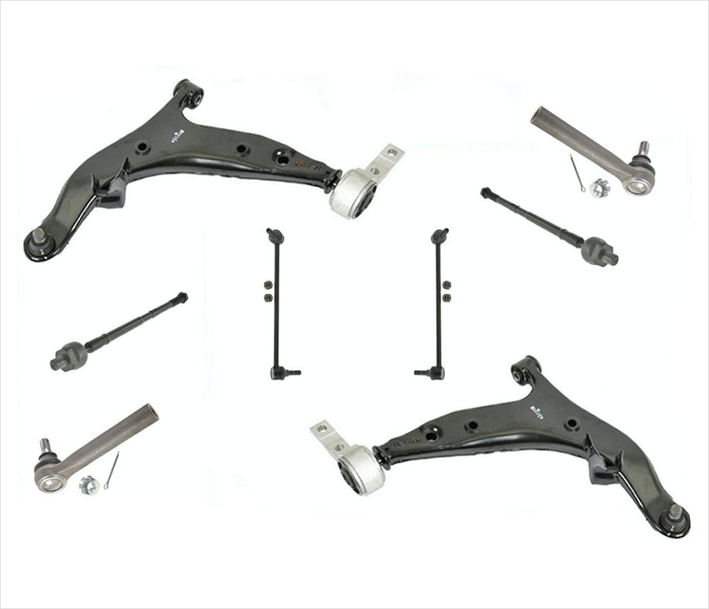 Front Lower Control Arms W BJ Front Links & Tie Rods For Nissan Quest 2004-2009
