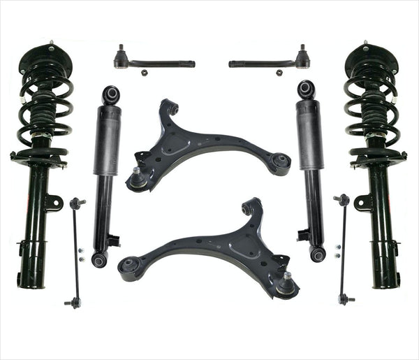 Front Struts Rear Shocks Control Arms Links Tie Rods fits 10-12 Hyundai Santa Fe
