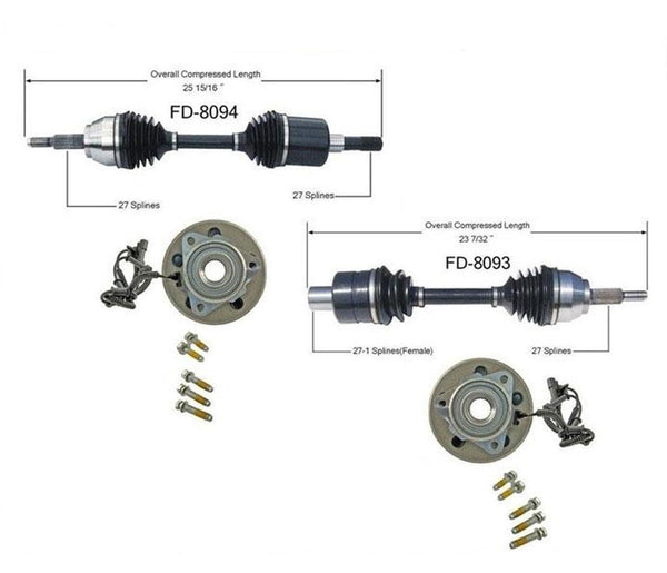 02-05 Explorer 4 Door Front CV Drive Axles & Hub and Wheel Bearings 100% Tested