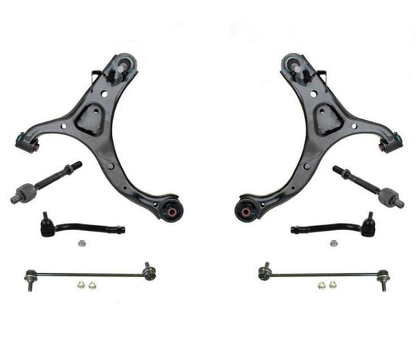 Frt Control Arms with Ball Joint Tie Rods Fits Hyundai Santa Fe Kia Sorento 8Pc