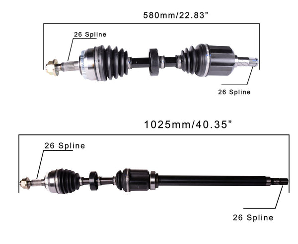 CV Axle Shafts for Front Wheel Drive Automatic Transmission 2.4L 93-97 Volvo 850