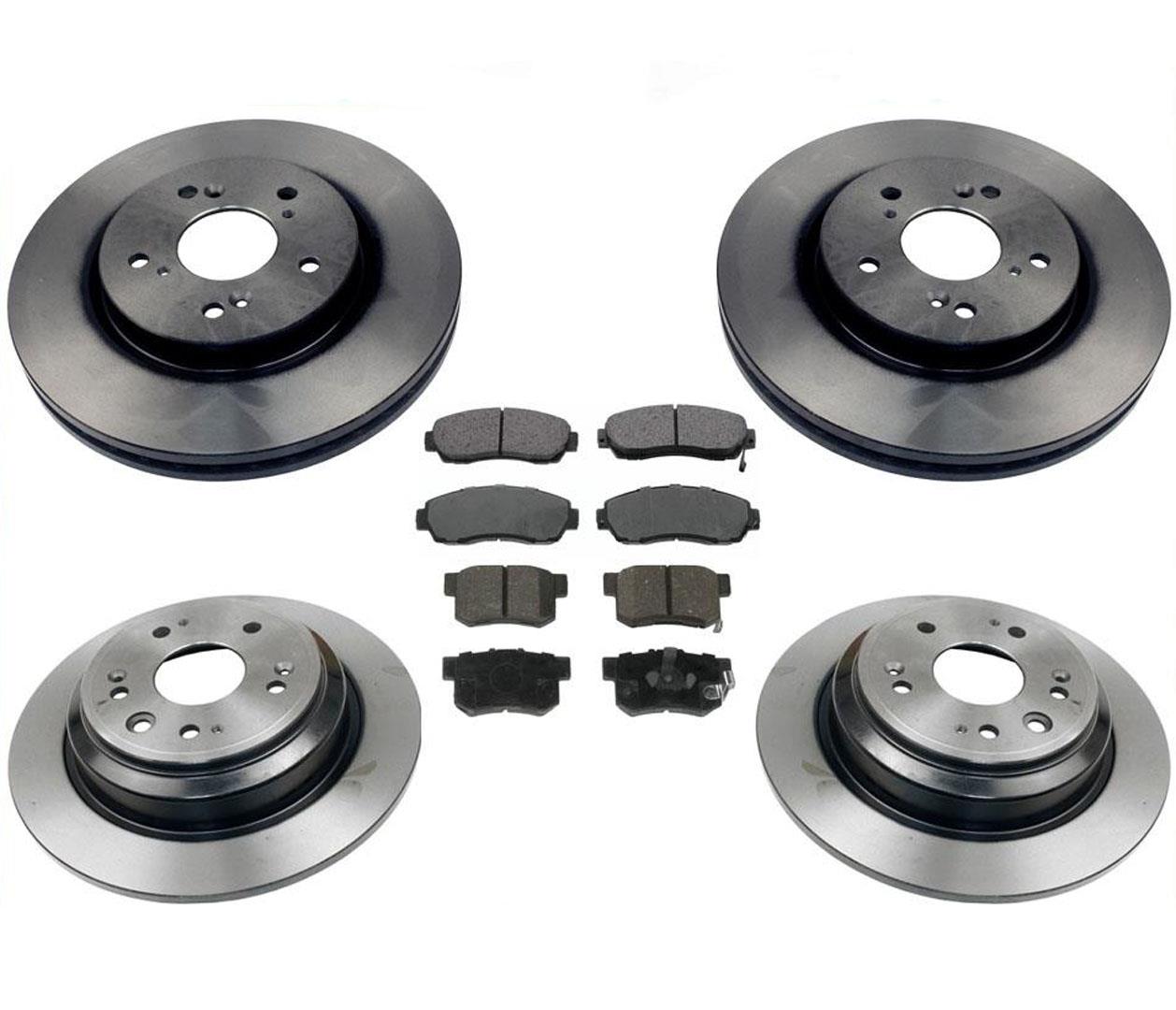 Front & Rear Disc Brake Rotors & Ceramic Pads 6Pc for Honda Crosstour 13-15