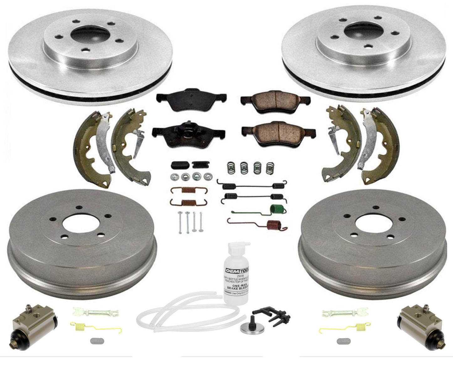 Se adapta a Ford Escape 2011-2012, rotores de freno de disco delantero, tambores traseros, zapatos, 12 piezas