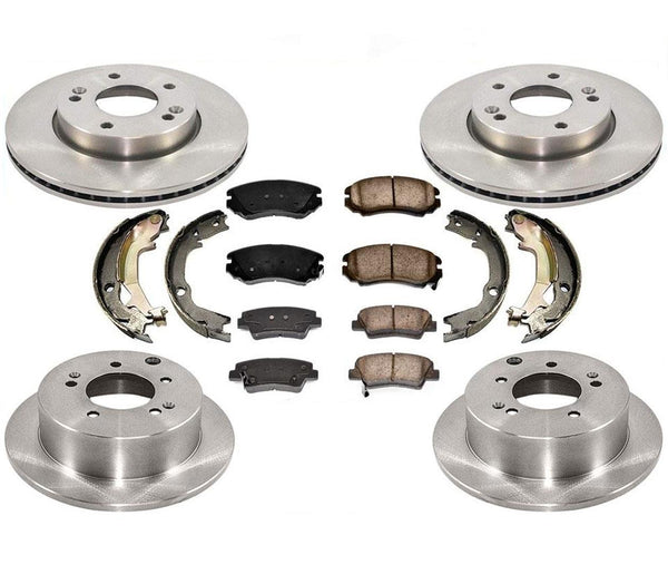 Front & Rear Disc Brake Rotors Ceramic Pads For Kia Soul 1.6L 2010-2011