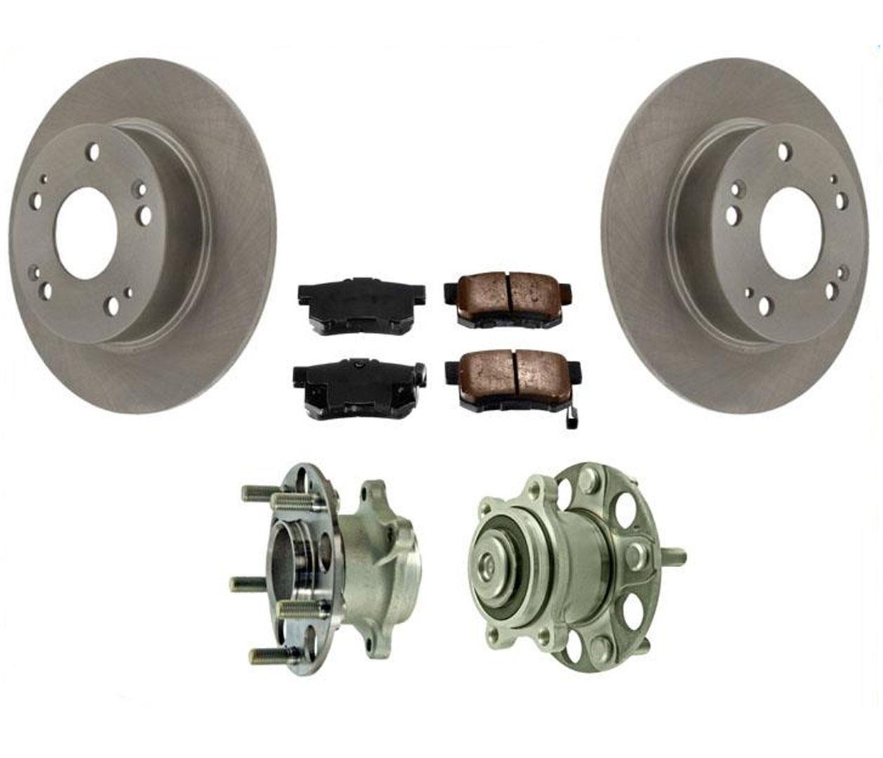 Rear Brake Rotors Pads Hub & Bearings Disc Brake Rotors for Acura TSX 04-08