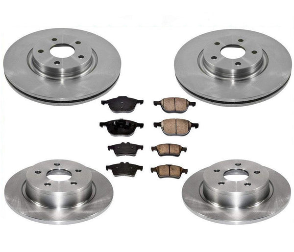 New F&R Brake Rotors & Ceramic Pads for 13-16 Front Wheel Drive Ford Escape 1.6L