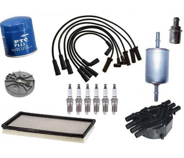 Juego de bujías de platino + cables de encendido, rotor de tapa de aceite de aire para camioneta Express 99-02, 4,3 L