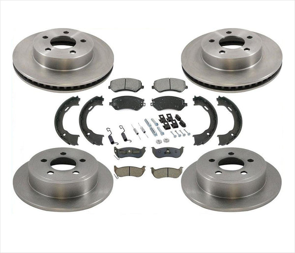 For 03-07 Liberty Disc Brake Rotors Ceramic Pads Parking Brake Shoes Springs 8pc