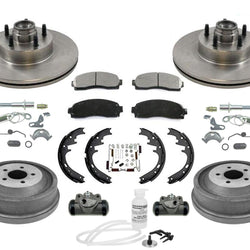 01-02 Sport Trac Rear Wheel Drive Brake Disc Rotors & Ceram Pads Drums Shoes 12p