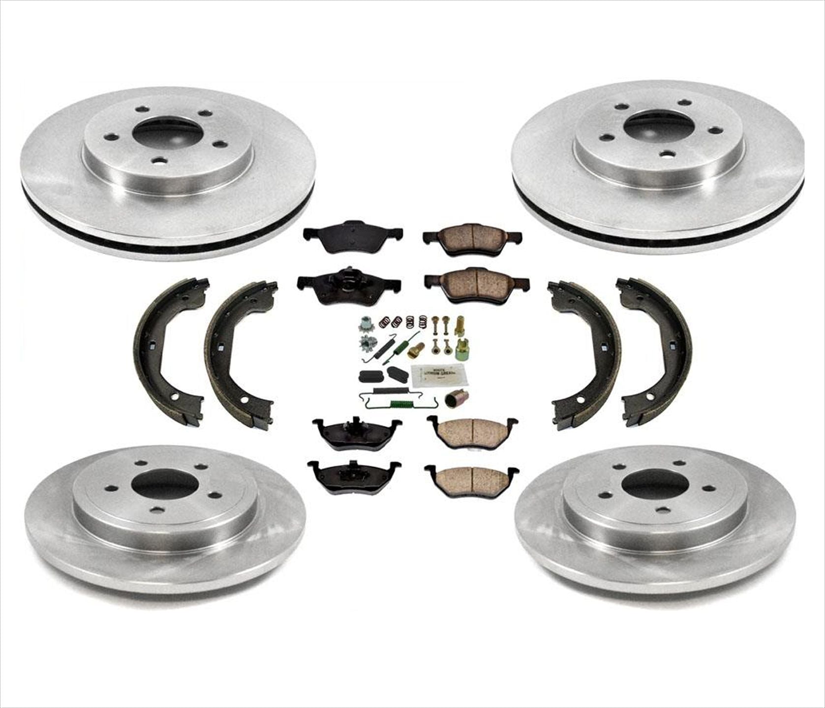 Front & Rear Disc Brake Rotors and Brake Pads 8Pc For Ford Escape 2005-2009