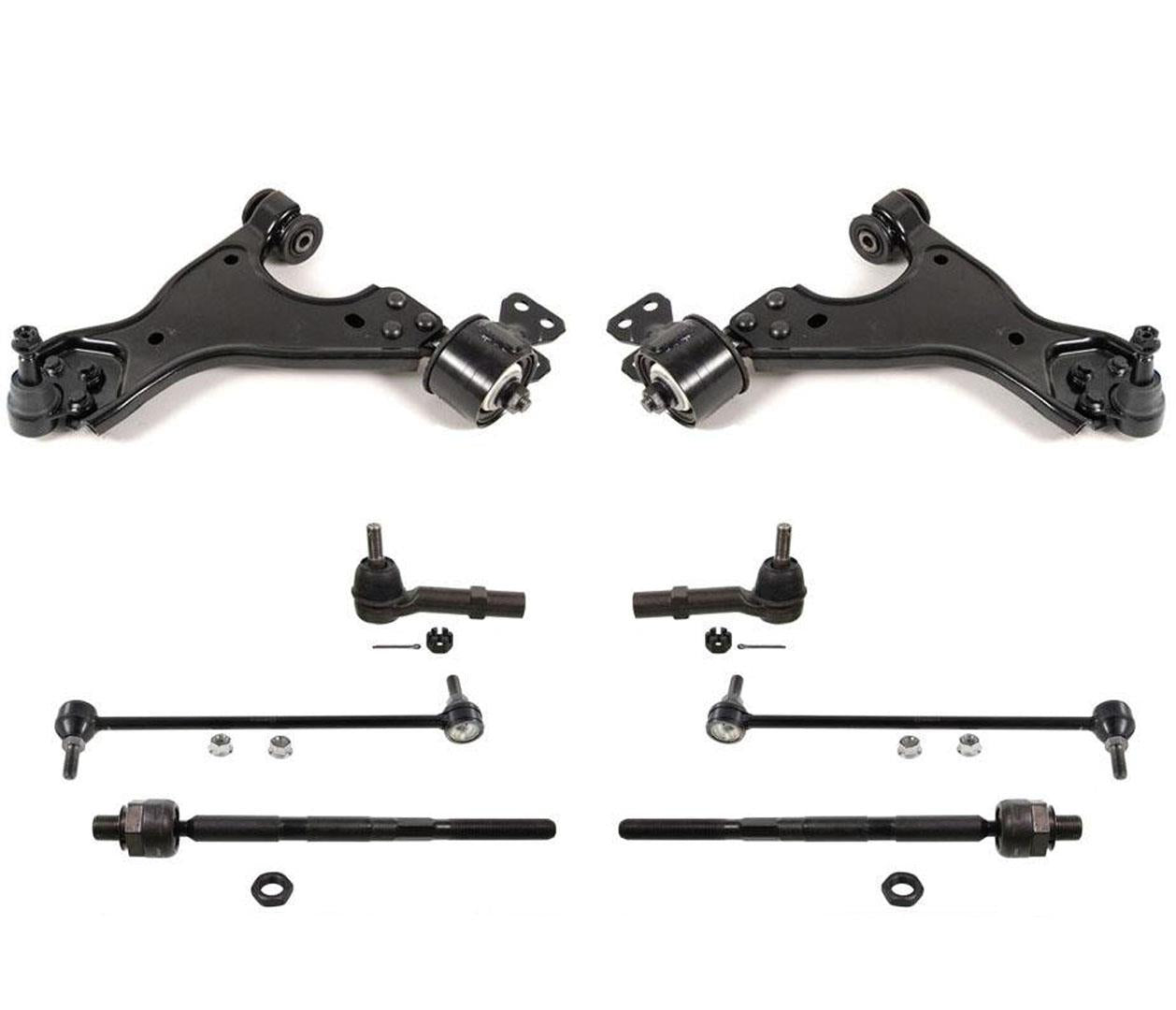 Fits 09-17 Traverse Lower Control Arm Ball Joint Bracket W Bushings Tie Rods 8Pc