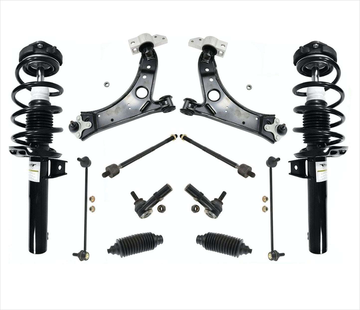 Front Complete Struts Lower Arms Tie Rods & Links For 06-14 Volkswagen Jetta