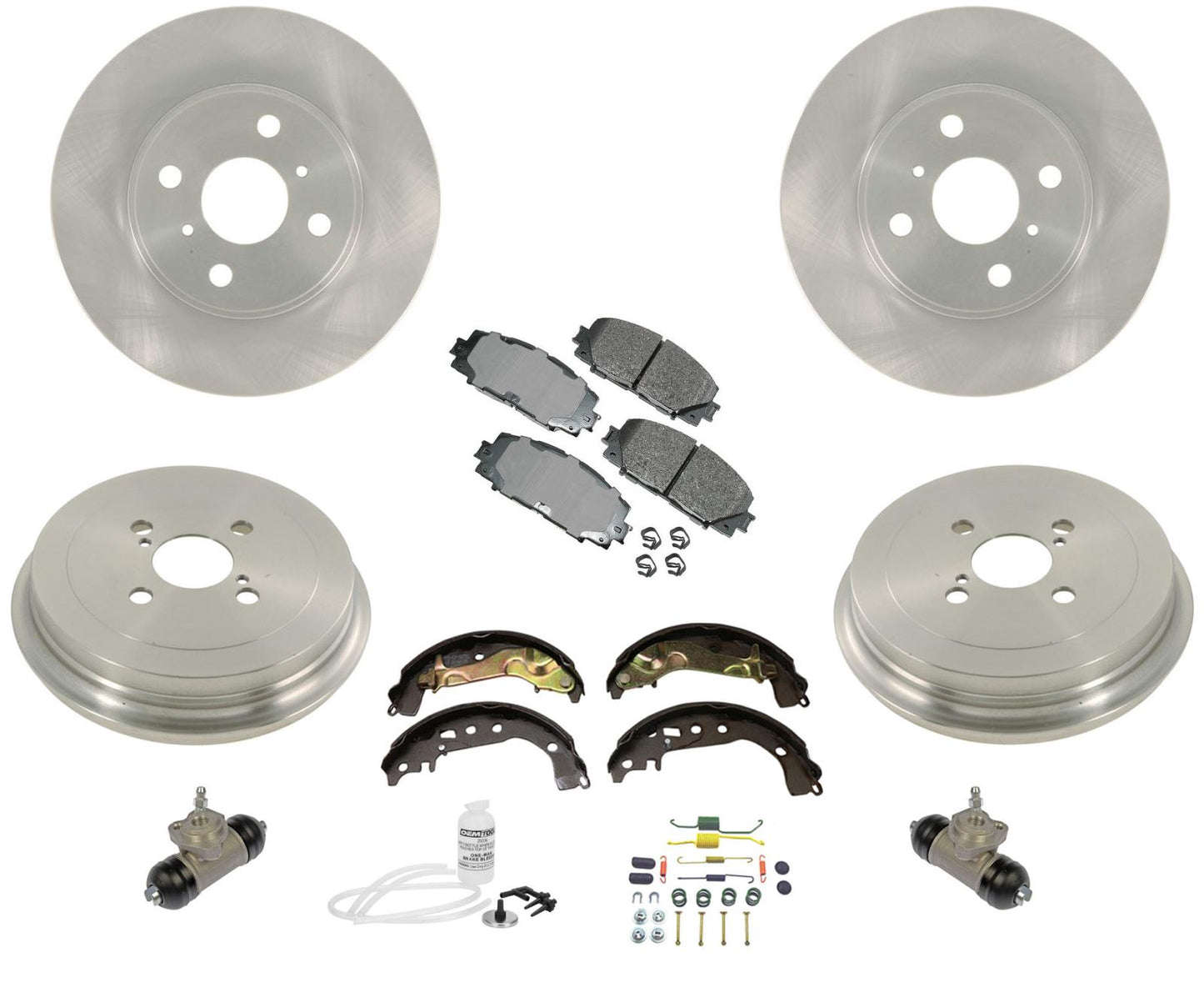 For Toyota Yaris 15-18 Disc Rotors Pads Drums Brake Shoes Springs Cylinders 10pc