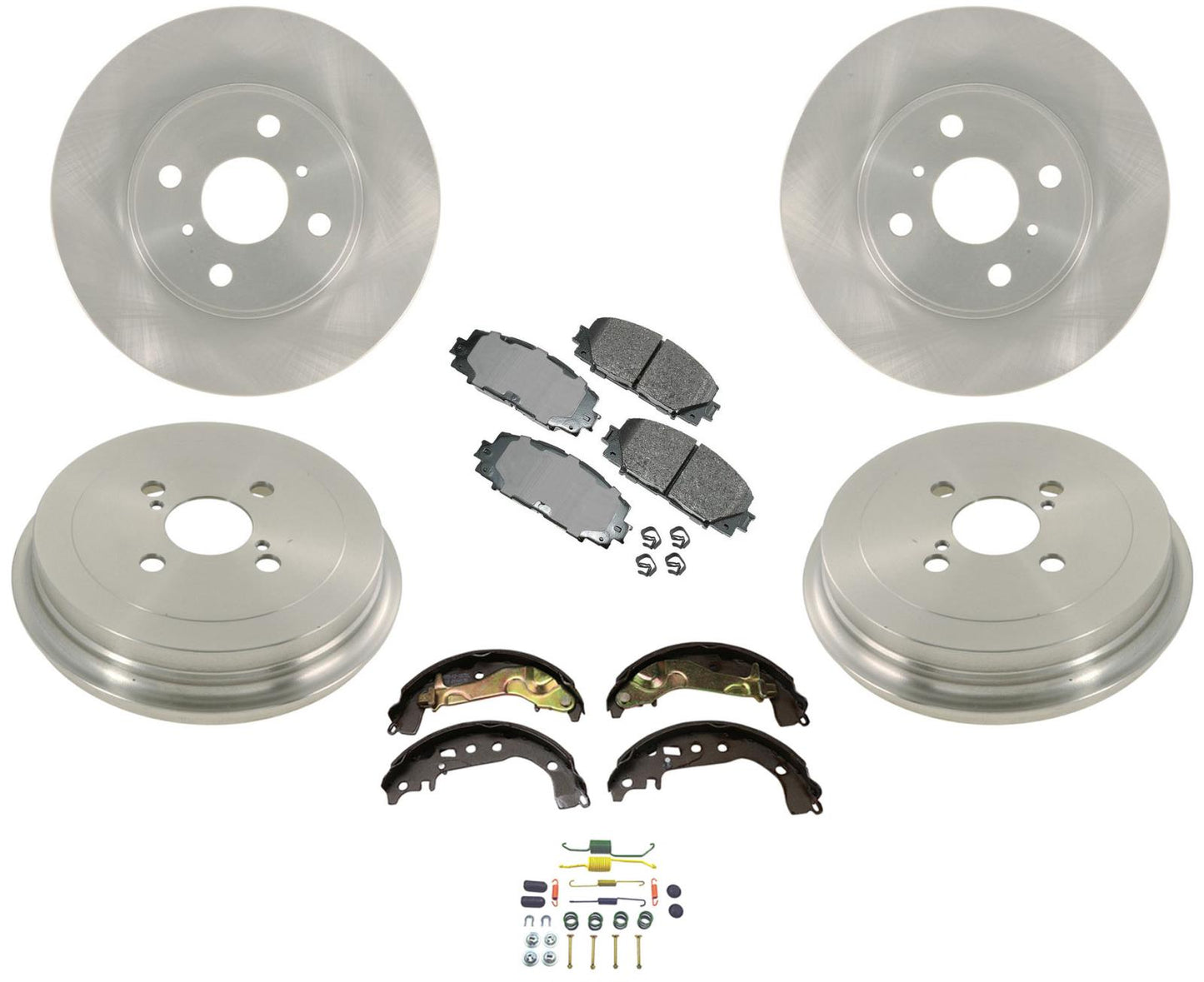 For Toyota Yaris 15-18 Brake Disc Rotors Pads Drums Brake Shoes Springs 7pc