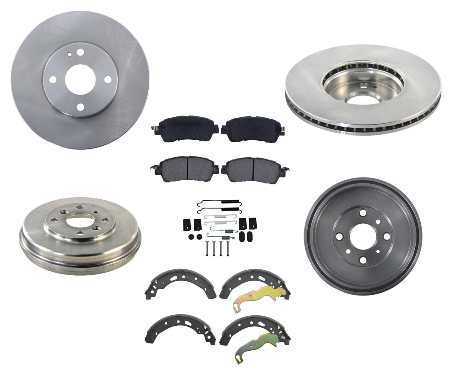 Freno de disco Rotores y pastillas de freno Tambores Zapatas de freno para Yaris 2019-2020 7 piezas