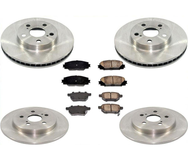 Front & Rear Rear Disc Brake Rotors & Ceramic Brake Pads for 10-15 Prius