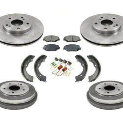 Front Rotors Brake Pads Rear Drums Shoes & Springs for Honda Accord 2.4L 03-07